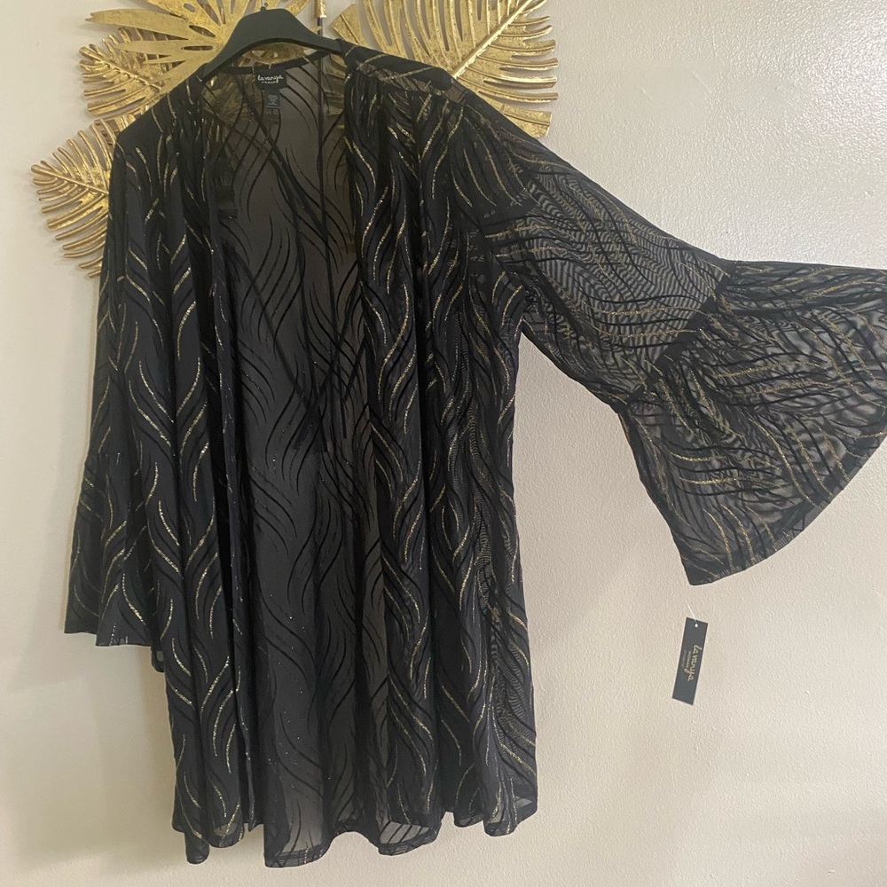 Elegant Black and Gold Sheer Blouse